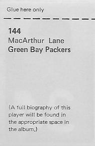 1972 NFLPA Wonderful World Stamps #144 MacArthur Lane Back