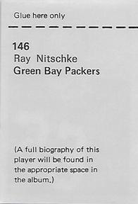 1972 NFLPA Wonderful World Stamps #146 Ray Nitschke Back