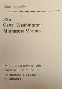 1972 NFLPA Wonderful World Stamps #225 Gene Washington  Back