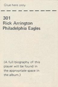 1972 NFLPA Wonderful World Stamps #301 Rick Arrington Back