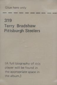 1972 NFLPA Wonderful World Stamps #319 Terry Bradshaw Back