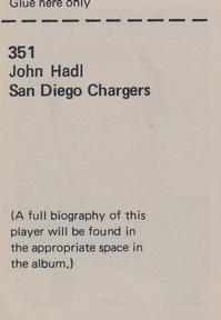 1972 NFLPA Wonderful World Stamps #351 John Hadl Back