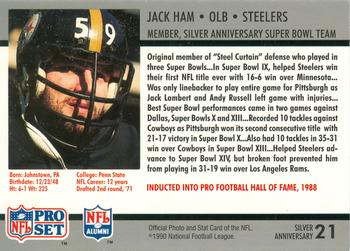 1990-91 Pro Set Super Bowl XXV Binder #21 Jack Ham Back