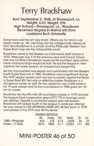 1981 Marketcom Mini-Poster #46 Terry Bradshaw Back