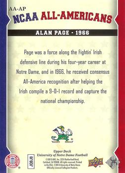 2013 Upper Deck University of Notre Dame - All Americans #AA-AP Alan Page Back