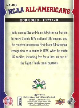 2013 Upper Deck University of Notre Dame - All Americans #AA-BG Bob Golic Back