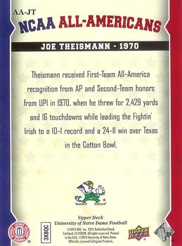 2013 Upper Deck University of Notre Dame - All Americans #AA-JT Joe Theismann Back