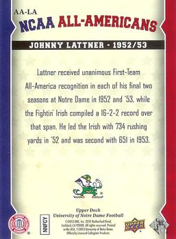 2013 Upper Deck University of Notre Dame - All Americans #AA-LA Johnny Lattner Back