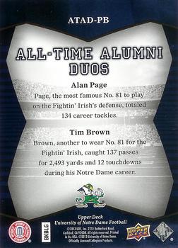 2013 Upper Deck University of Notre Dame - All Time Alumni Duos #ATAD-PB Alan Page / Tim Brown Back