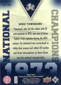 2013 Upper Deck University of Notre Dame - National Champions #NC-MT Mike Townsend Back