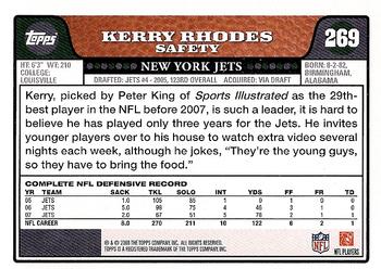 2008 Topps #269 Kerry Rhodes Back