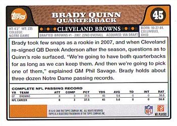 2008 Topps #45 Brady Quinn Back