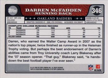 2008 Topps #346 Darren McFadden Back