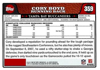 2008 Topps #359 Cory Boyd Back
