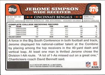 2008 Topps #376 Jerome Simpson Back
