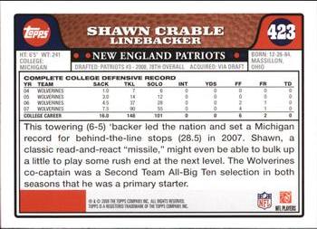 2008 Topps #423 Shawn Crable Back