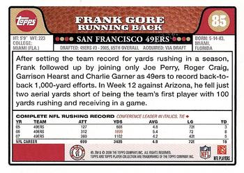 2008 Topps #85 Frank Gore Back