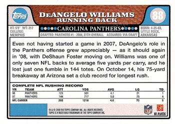 2008 Topps #88 DeAngelo Williams Back