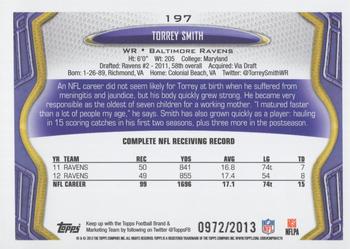 2013 Topps - Gold #197 Torrey Smith Back