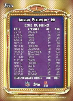 2013 Topps - 1000 Yard Club #1 Adrian Peterson Back