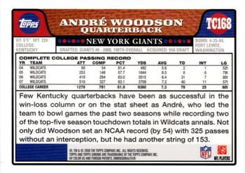 2008 Topps Chrome #TC168 Andre Woodson Back
