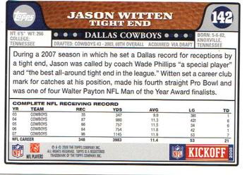 2008 Topps Kickoff #142 Jason Witten Back