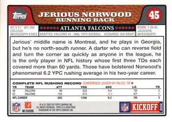 2008 Topps Kickoff #45 Jerious Norwood Back