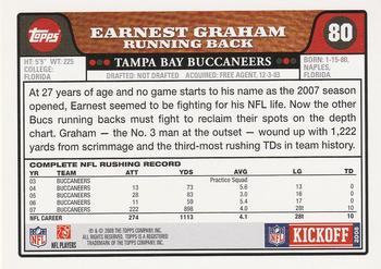 2008 Topps Kickoff #80 Earnest Graham Back