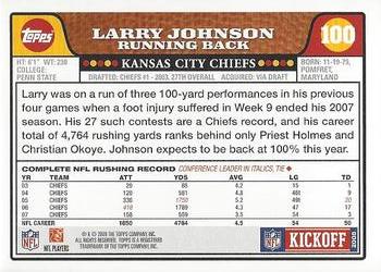 2008 Topps Kickoff #100 Larry Johnson Back