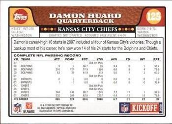 2008 Topps Kickoff #125 Damon Huard Back