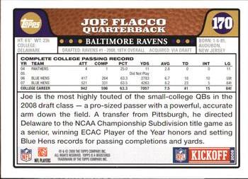2008 Topps Kickoff #170 Joe Flacco Back