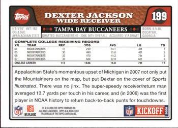 2008 Topps Kickoff #199 Dexter Jackson Back