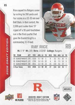 2008 Upper Deck Draft Edition #85 Ray Rice Back