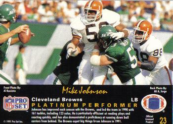1991 Pro Set Platinum #23 Mike Johnson Back
