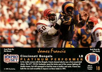 1991 Pro Set Platinum #18 James Francis Back