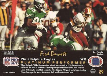 1991 Pro Set Platinum #89 Fred Barnett Back