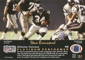 1991 Pro Set Platinum #151 Steve Broussard Back