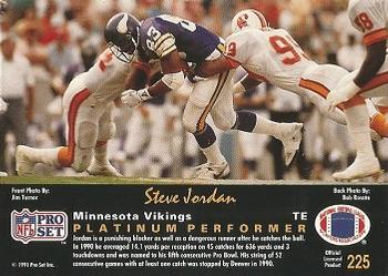 1991 Pro Set Platinum #225 Steve Jordan Back