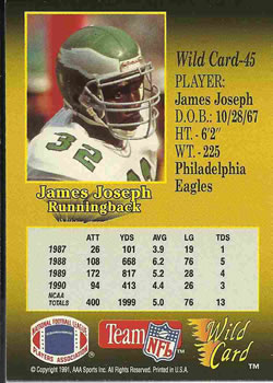 1991 Wild Card #45 James Joseph Back