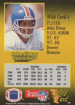 1991 Wild Card #4 John Elway Back