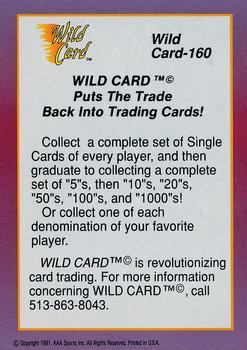 1991 Wild Card Draft #160 Checklist 4: 121-160 Back