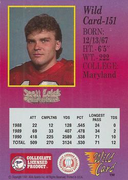 1991 Wild Card Draft #151 Scott Zolak Back