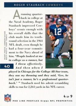 1992 Pro Line Profiles #40 Roger Staubach Back