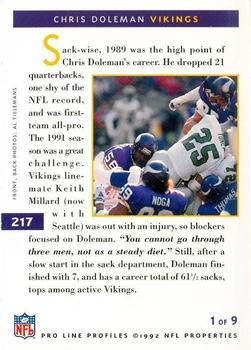 1992 Pro Line Profiles #217 Chris Doleman Back