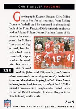 1992 Pro Line Profiles #335 Chris Miller Back