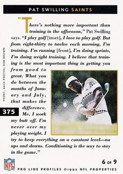 1992 Pro Line Profiles #375 Pat Swilling Back