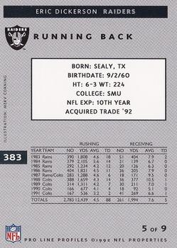 1992 Pro Line Profiles #383 Eric Dickerson Back