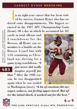 1992 Pro Line Profiles #483 Earnest Byner Back