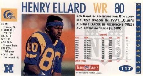 1992 GameDay #117 Henry Ellard Back