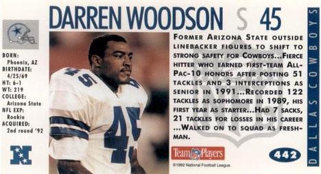 1992 GameDay #442 Darren Woodson Back
